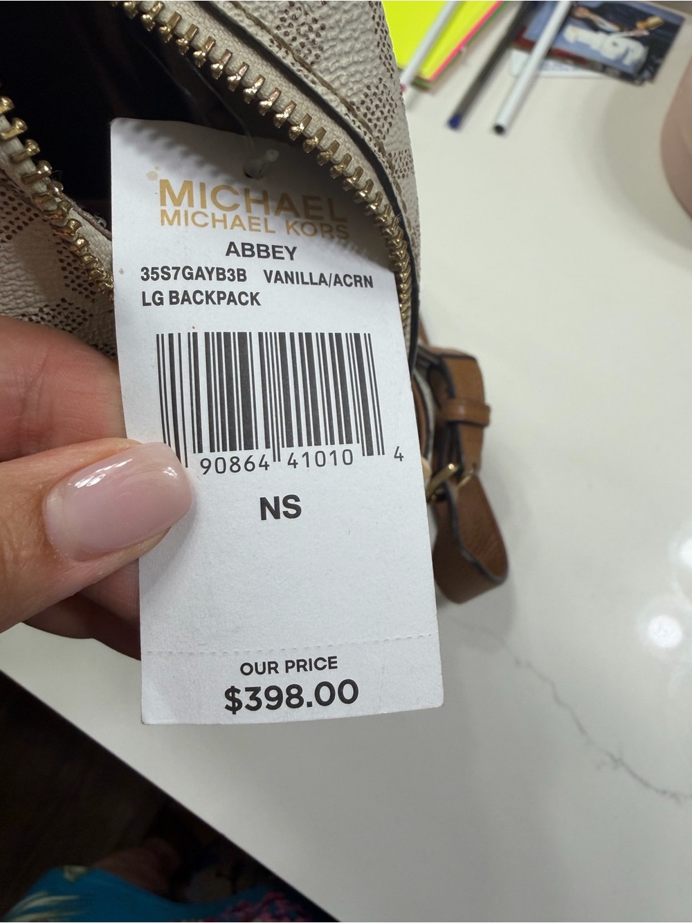 Michael Kors Cream & Brown Signature Mini Backpack - Picture 7 of 7